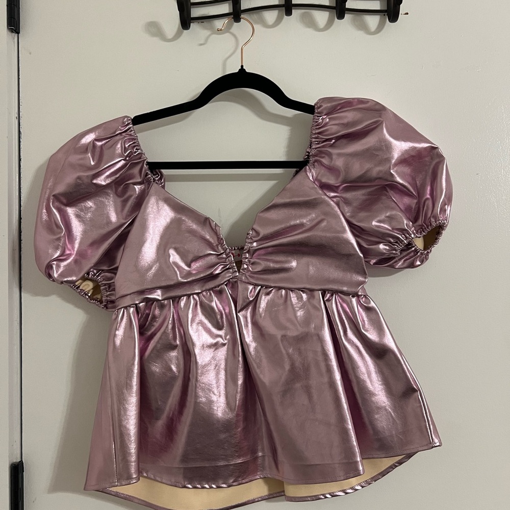 Buddy Love Pink Gold Puffed Blouse